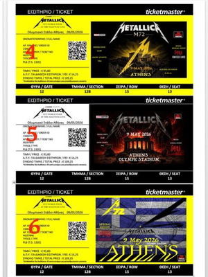 Metallica Hard-Copy Printed Ticket Customized Souvenir OAKA 9-5-26