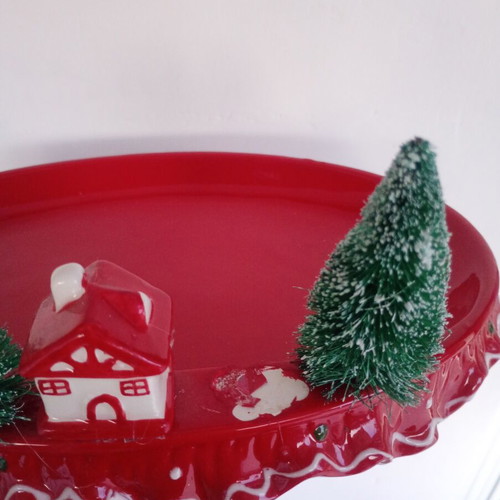 Christmas ceramic platter used with house and tree design
