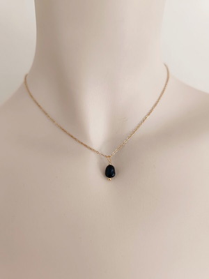 Minimal handmade 18K gold plated stainless steel necklace with black tourmaline