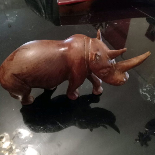 Authentic African sculptures used, pack of 2, solid mahogany from Congo