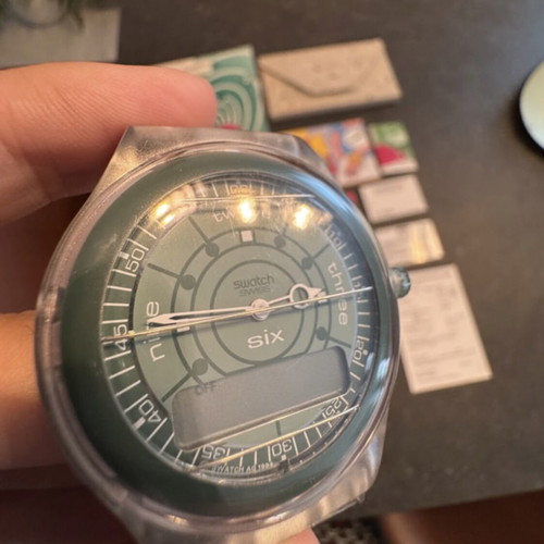 Swatch The Beep 211 vintage watch like new, unisex, grey and green