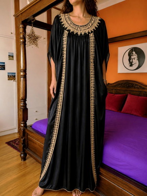 Indian handmade kelempia dress like new, silk, size large, black