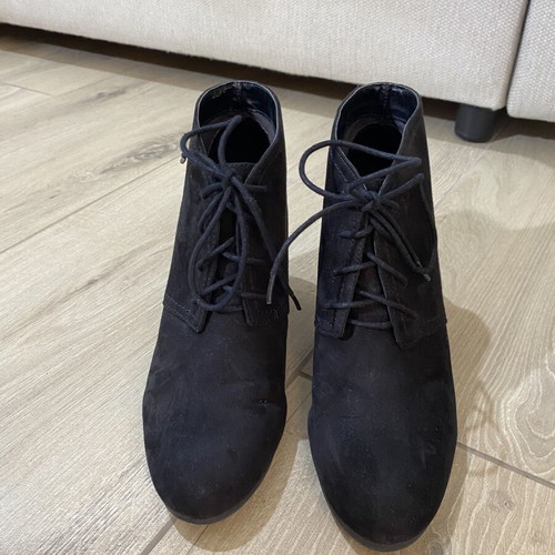 Black suede ankle boots, size 39