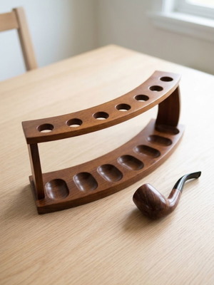Wooden semicircular pipe stand for 7 pipes