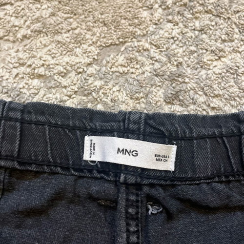 Mango black denim paperbag shorts like new, size S