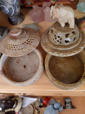 Soapstone used decorative trinkets set of 4