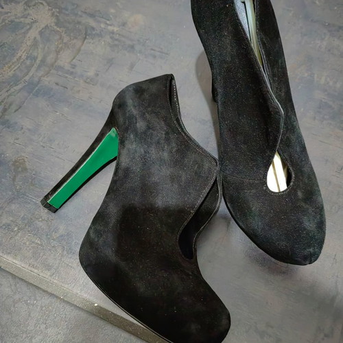 Bournazos ankle boots new, suede, black, size 38