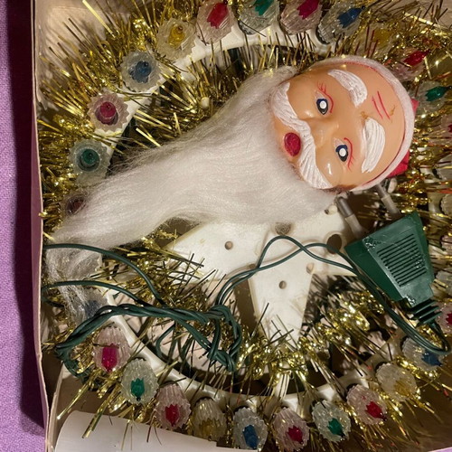 Vintage χριστουγεννιάτικη κορυφή με Άγιο Βασίλη και λαμπάκια καινούργια