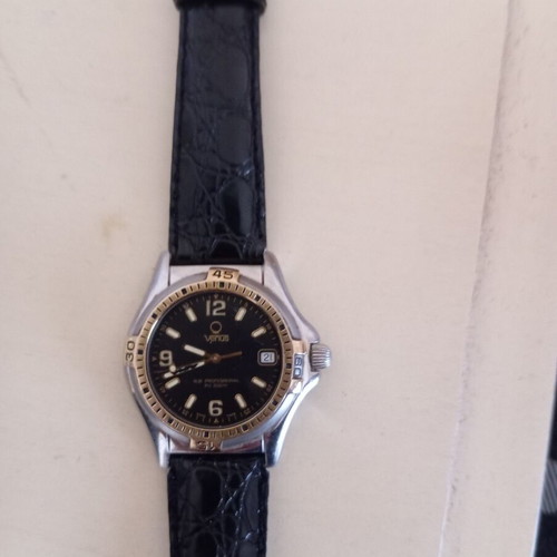Venus Sub Professional PH 200M men's diving watch, black leather strap