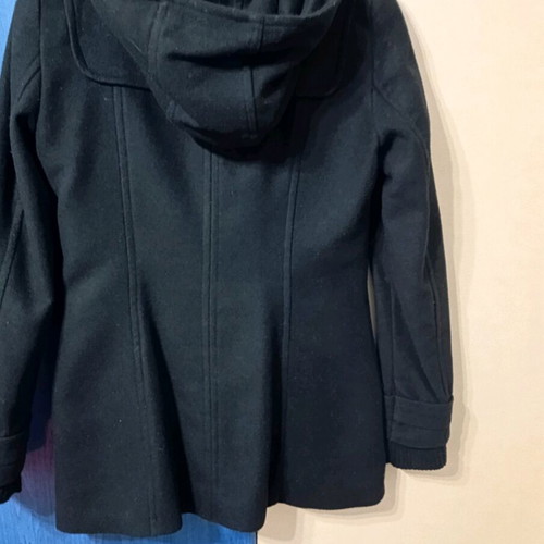 Zara women's coat used, black, with hood