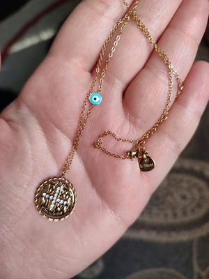 Konstantinato necklace new with eye charm and diamonds stainless steel