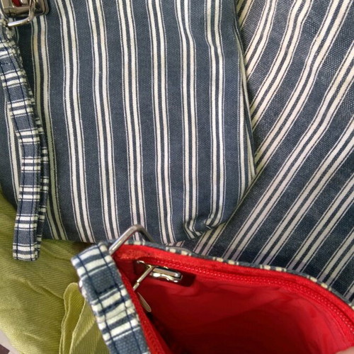 striped fabric bag