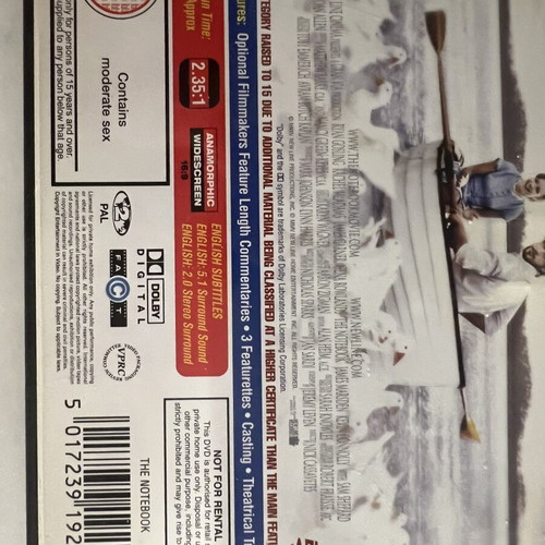 The Notebook DVD with English subtitles