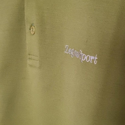 Zegna polo new olive with white stripe size M