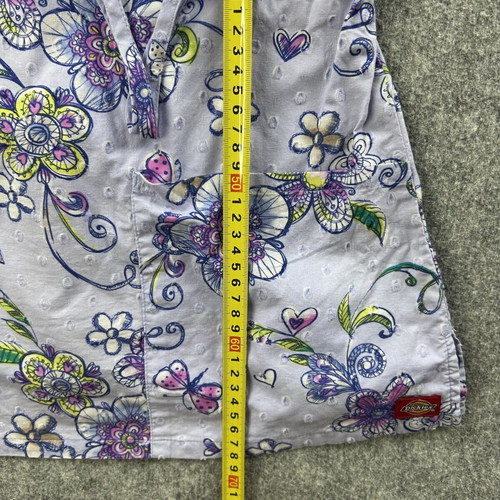 Dickies floral nurse blouse women's small used, multicolor