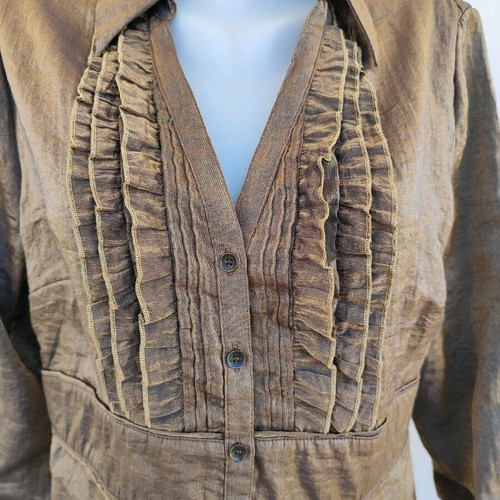 Per una blouse new, size L, brown-gold with buttons