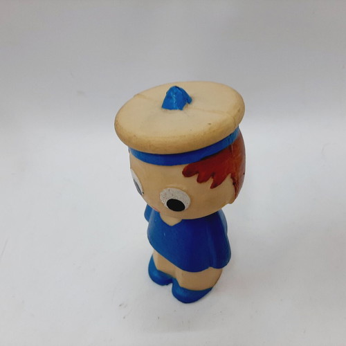 Vintage rubber figurine 70s cream blue 17×7.5 cm