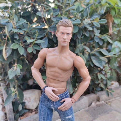 Ken Action Figure Doll with Articulated Body and Handmade Jeans