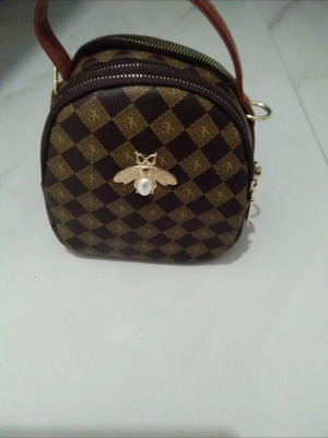 Shein Handbag mini with gold bee decoration and pearl, new, brown