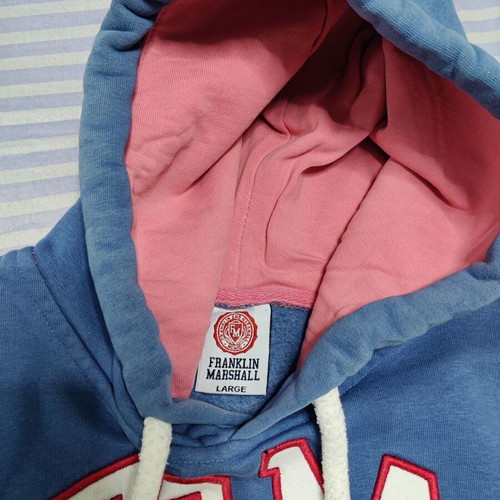 Franklin Marshall hoodie sweatshirt used, size Large, blue