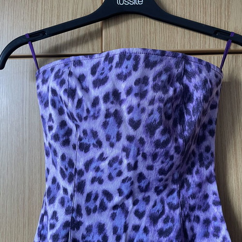 Moschino dress vintage purple leopard print, like new, XS