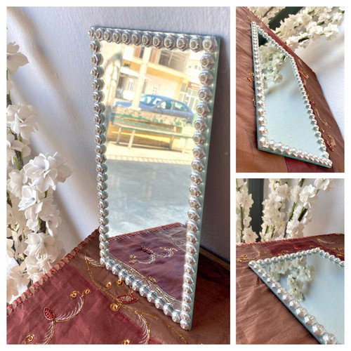 Decorative square mirror with rhinestones, like new