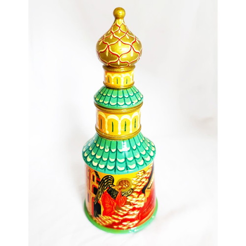 Russian wooden jewelry box church hand-painted 1997 like new