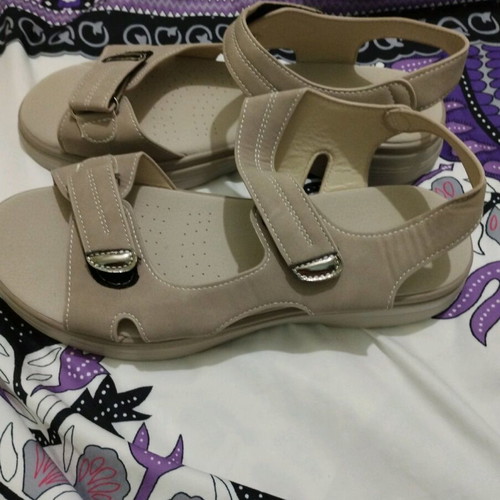 Summer women's sandals with PU leather size 43 new beige