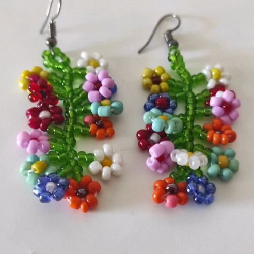 Handmade knitted earrings with beads new, unique