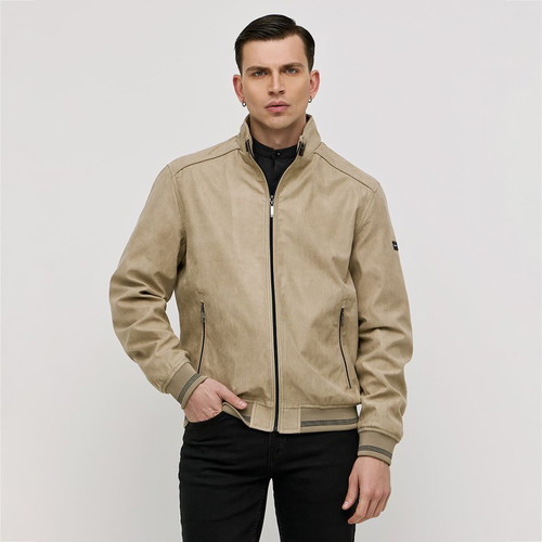 Sogo men's classic fit suede beige jacket new