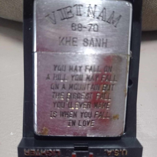 Zippo lighter used 1968 with engraved American soldier Vietnam