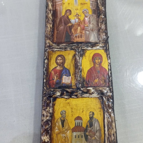 Wooden Religious Icon Composition 41x9 cm new