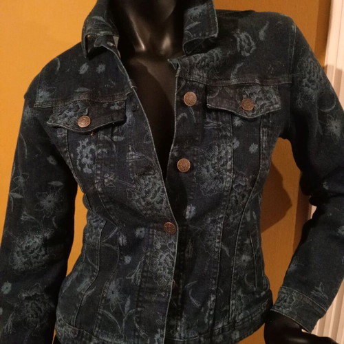 Laura Ashley jean jacket new, size UK 8, blue with floral pattern