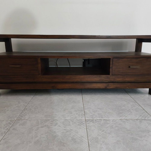 TV Stand media console like new, dark brown walnut finish