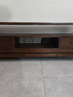 TV Stand media console like new, dark brown walnut finish