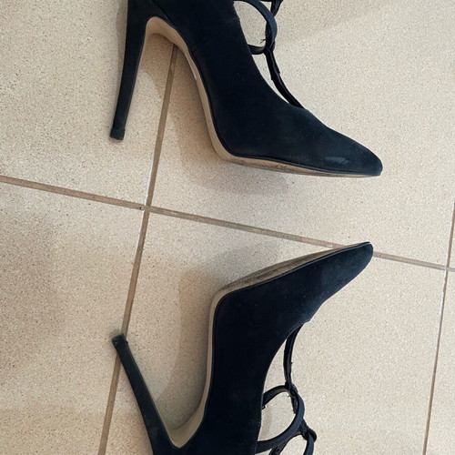 Γυναικείες γόβες Sante 36 μαύρες suede ψηλές σαν καινούργιο
