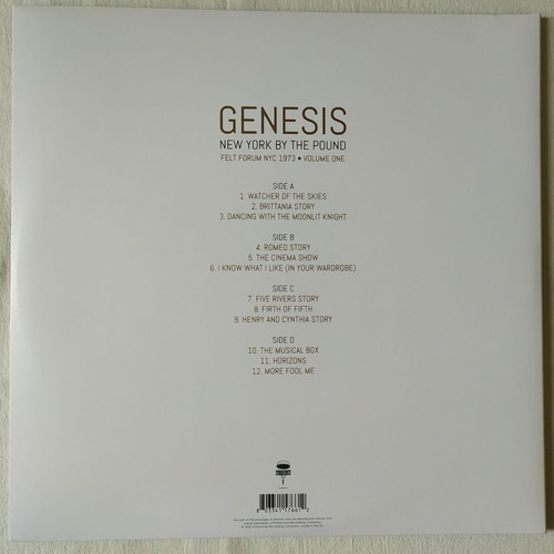 Genesis New York By The Pound Felt Forum NYC 1973 Volume One 2LP like new
