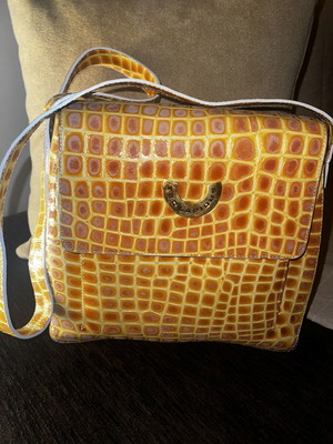 Vintage Ted Lapidus Croco Embossed Leather Shoulder Bag used