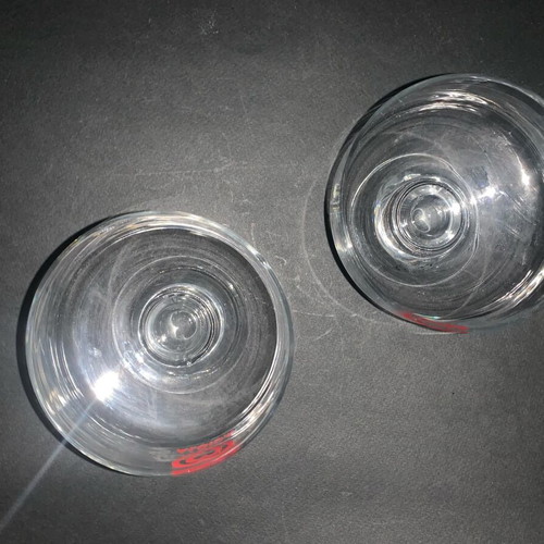 Set of 2 glass Algida ice cream cups used