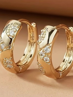 Gold earrings with zirconia new