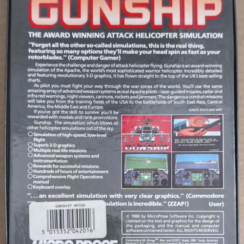 Gunship MicroProse Amiga Medium Box like new