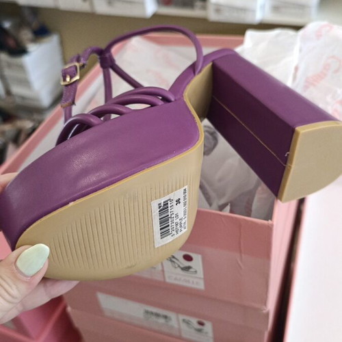 Camille purple sandal new with thick heel and straps