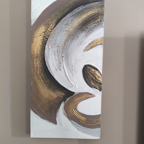 Set of 2 modern embossed abstract paintings like new