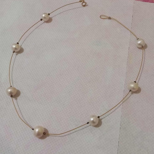 Necklace with large natural pearls, new
