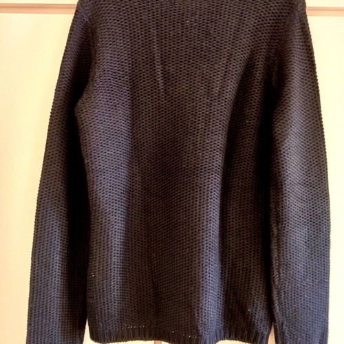 Knitted women's cardigan black with buttons and leatherette pockets, new size M