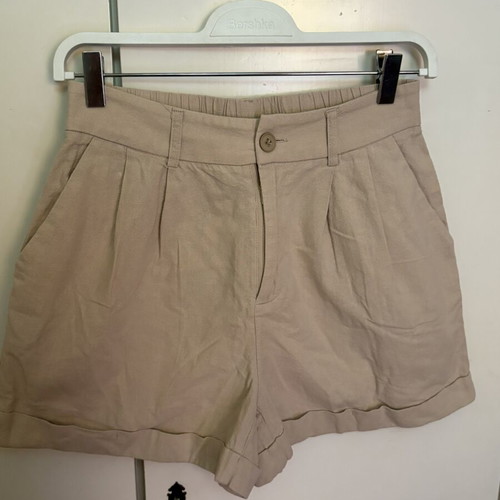 Shein beige high-waisted women's shorts with pleats