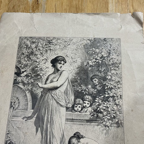 Psihi kai Afroditi old collectible typographic engraving used