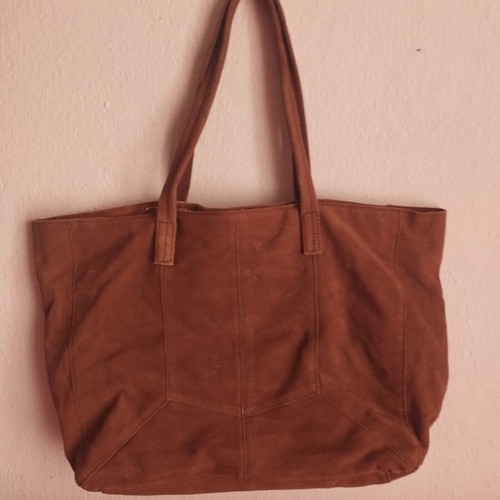 Large brown suede shoulder bag with tassels tote bag new