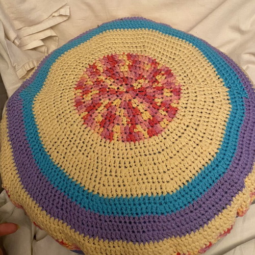 Crochet seat cushion used, 50cm diameter, handmade