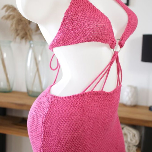Pink Miami style beach dress new by A-Style